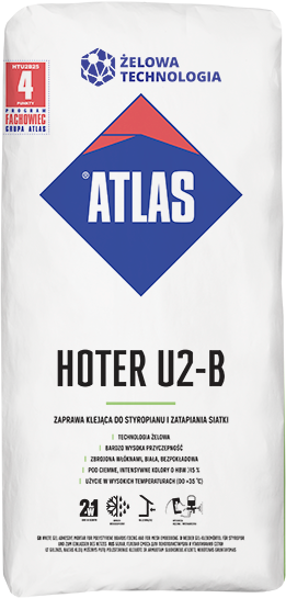 ATLAS Hoter U2-B - biała, bezpodkładowa, zaprawa klejąca do styropianu i zatapiania siatki 25 kg