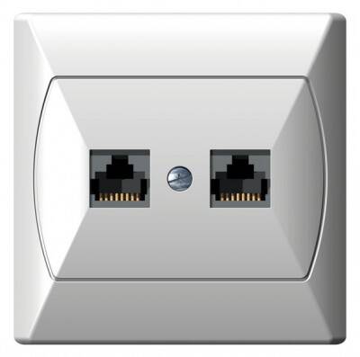 OSPEL Gniazdo komputerowe podwójne AKCENT białe GPK-2A/K/00