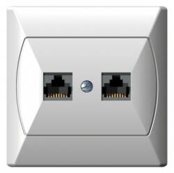 OSPEL Gniazdo komputerowe podwójne AKCENT białe GPK-2A/K/00