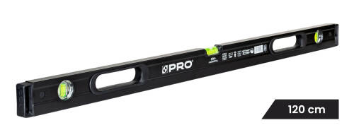 PRO poziomica PRO800 malowana czarna jednostronnie frezowana z uchwytami 120cm PRO-BG120