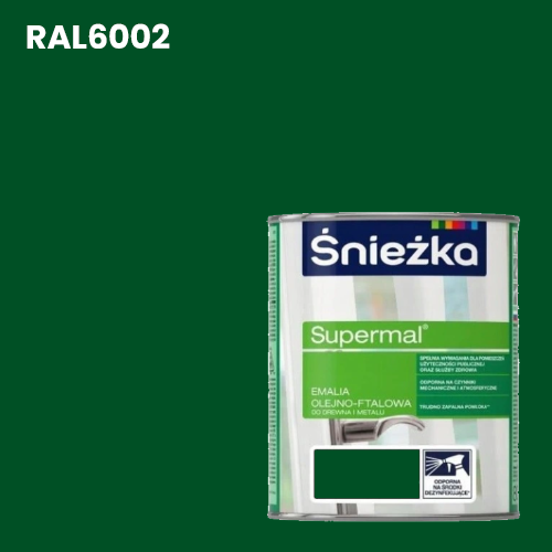 ŚNIEŻKA Emalia Olejno-Ftalowa Supermal Zielony RAL6002 połysk 0,8L